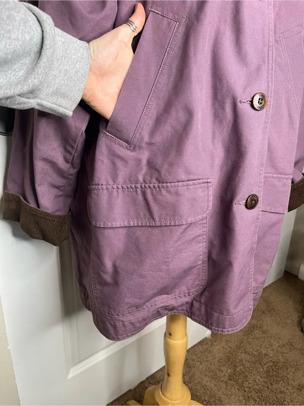 LL Bean Field Coat Barn Coat Womens Plus 3X Chore Jacket Purple Flannel Lined - Image 6