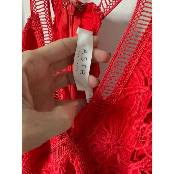 Revolve ASTR The Label High Neck Lace Dress Red Size Small - Image 7