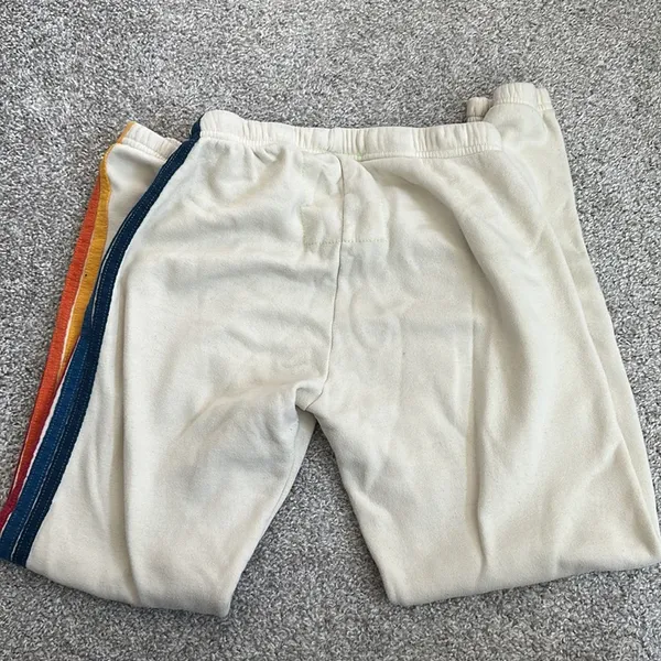 Aviator Nation 5 stripe Cream Sweatpant size medium - Image 4