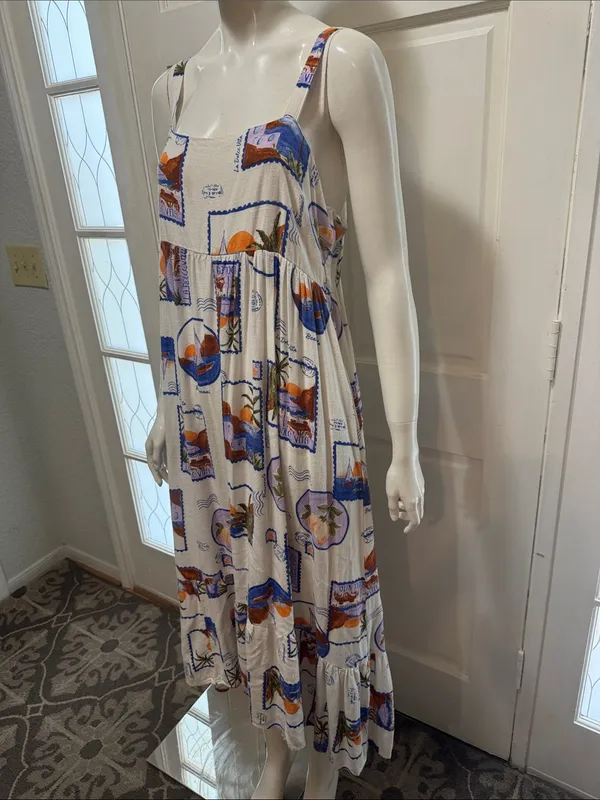 Paper Heart La Dolce Vita White Tropical Print Maxi Sundress. A - Image 6