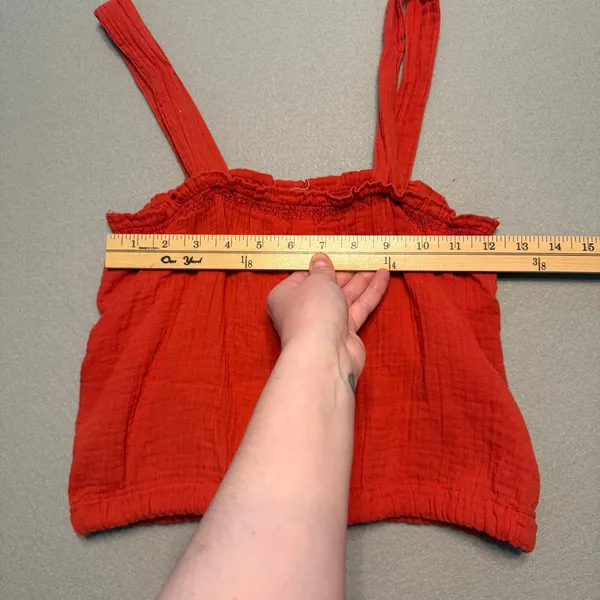 Pact Organic Cotton Gauze Crop Top Maxi Skirt Set Red Women Small XS - Image 4