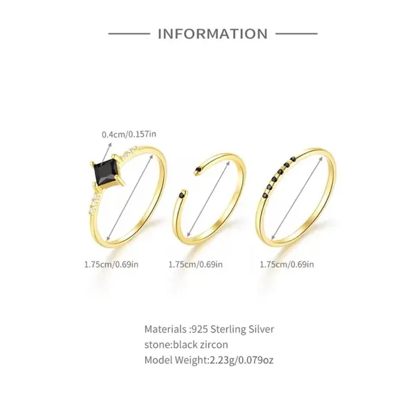 NEW Women's‎ Dainty 14k Gold Plated S925 Black Melee Diamond Ring Size 5.5 - Image 8