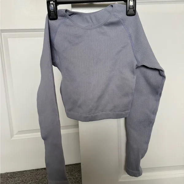 PURPLE Vitality Synergy Open Back Cropped Ribbed Long Sleeve - Image 3