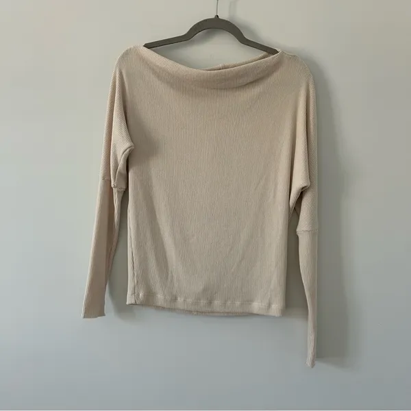Enza Costa Off The Shoulder Slouchy Ribbed Knit Viscose Cuffed Sweater M - Image 2
