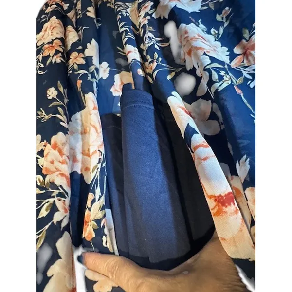 Lulus Navy Blue Pink Floral Asymmetrical High Low Dress Woman Sz XS - Image 15