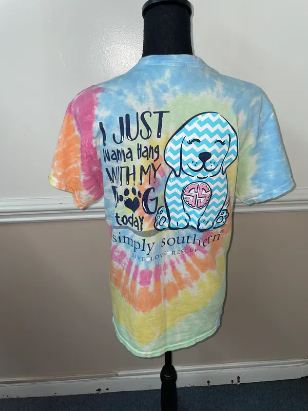 Simply Southern I Just Want To Hang With My Dog Short Sleeve Tee Size Medium - Image 2