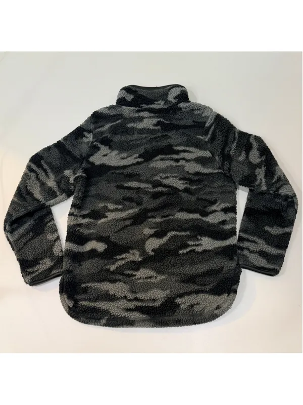 Cozy Sherpa Gray Black Camo Quarter Zip Fleece Pullover Women’s M h - Image 4