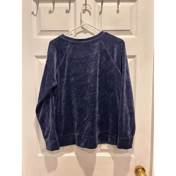 Old Navy Womens Navy Blue‎ Velour Raglan Sleeve Pullover Sweatshirt Size L - Image 4