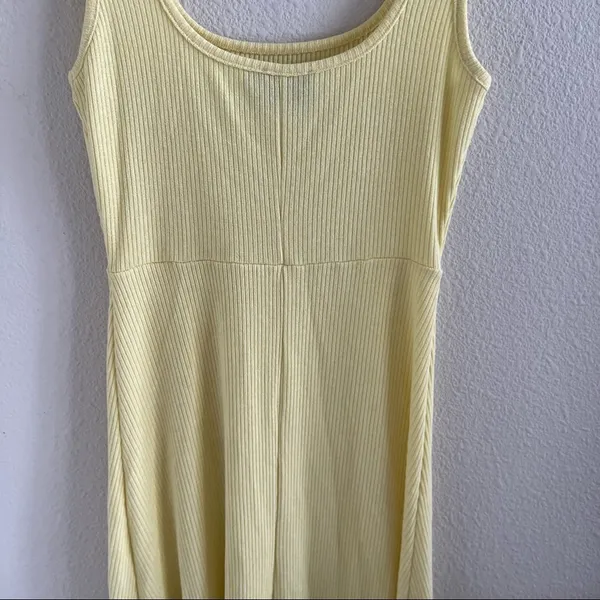 ASOS Designs Ribbed Yellow Dress Feminine Midi Slit US 06 - Image 2