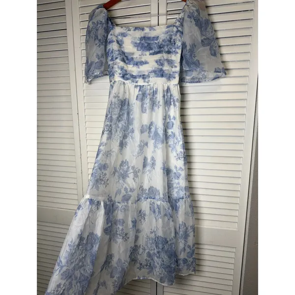 Abercrombie & Fitch The A&F Emerson Angel Sleeve Midi Dress Size XS NWT Blue - Image 5
