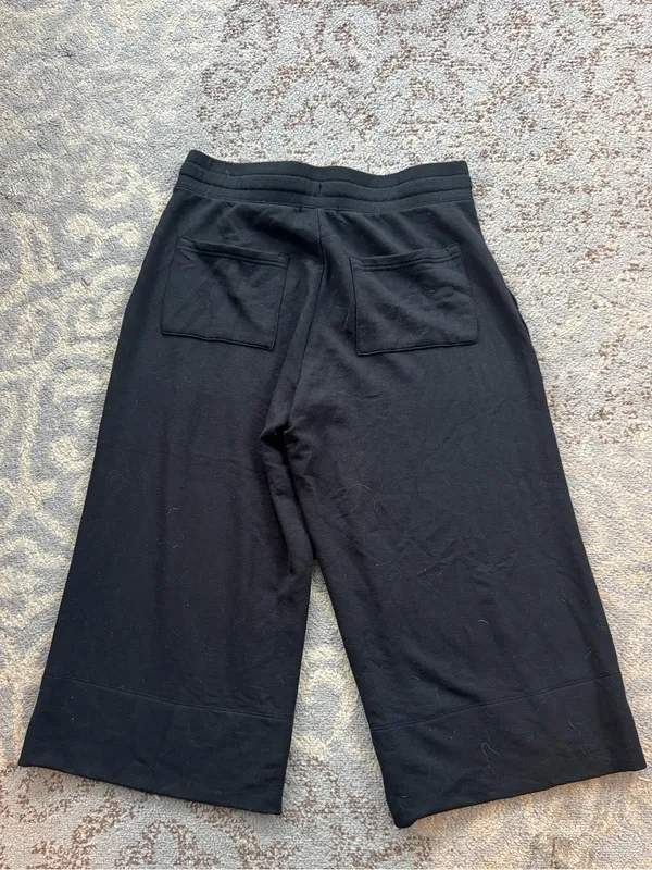 Quince SuperSoft Fleece Cropped Wide Leg Pants Black Small - Image 6