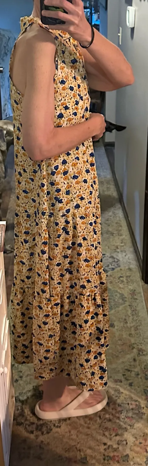 PRETTYGARDEN Floral Halter Maxi Dress Sleeveless Yellow Blue Size S - Image 4
