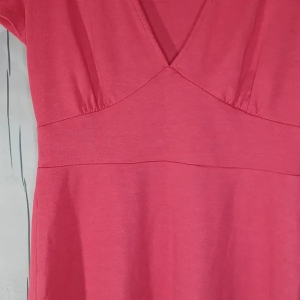 Zara Pink deep v-neck Short-Sleeve Coquette Feminine fit and flare dress - Image 8