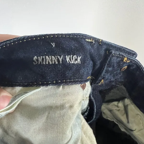 American Eagle Stretch Bootcut Jeans Dark Wash Sequin Back Pocket‎ Size 12 Tall - Image 9