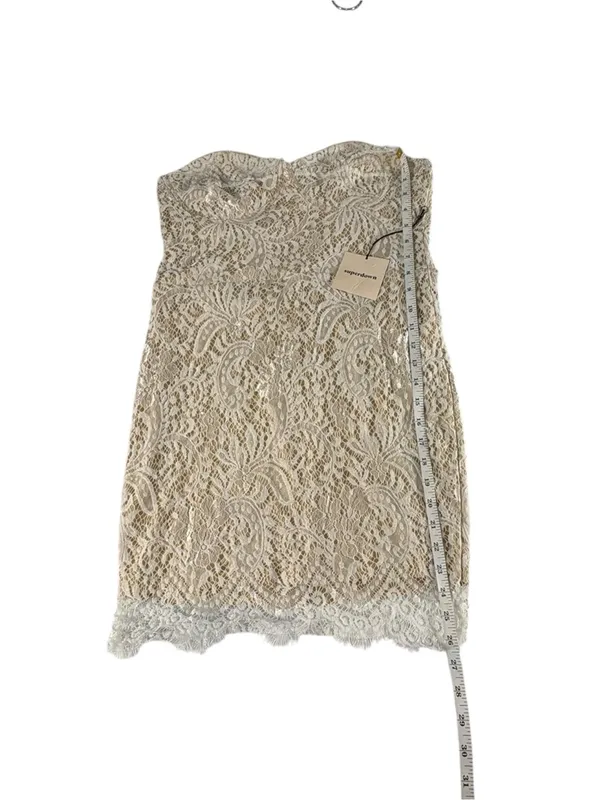 Superdown Kendall Lace Mini Dress L White Cream Strapless Eyelash Lace Bodycon - Image 12