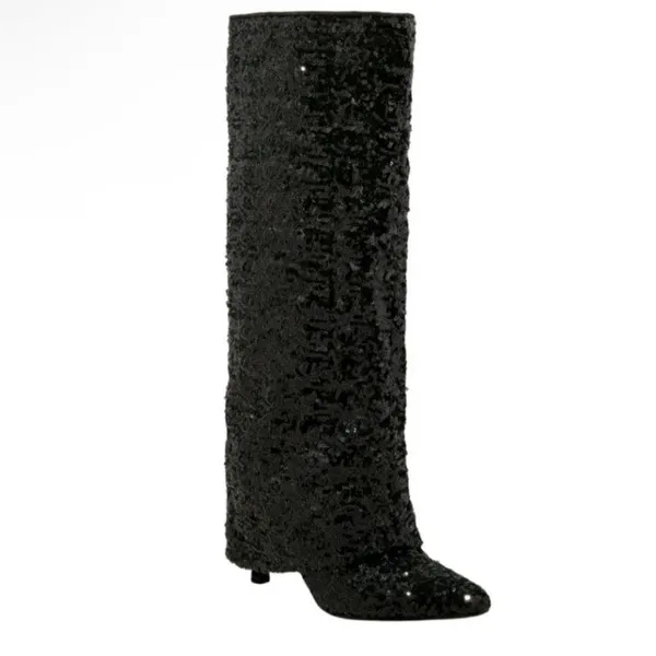 Black Sequin Women's Boots NWT 8.5 - Image 3