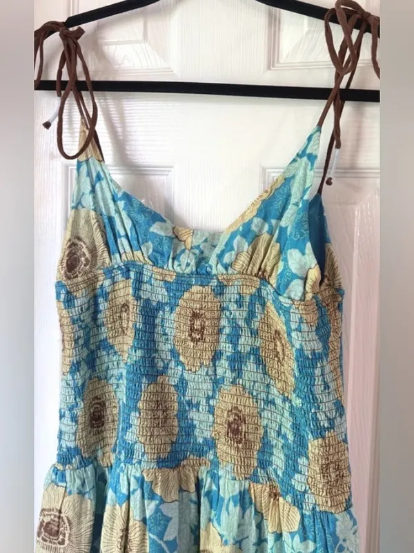 Free People Adriel Tie Strap Tiered Midi Dress NWT Size L - Image 11