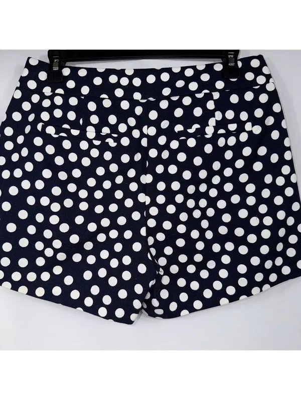 J.Crew Navy Blue White Polka Dot Pleated Shorts Women’s Size 6 - Image 6