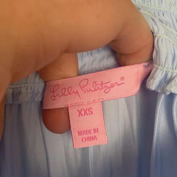 Lilly Pulitzer womens xxs blue off shoulder top tassle fringe flaw cute beachy - Image 5