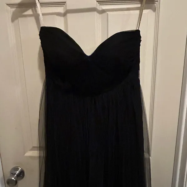 Jenny Yoo Black Strapless Evening Gown - sparkly black maxi dress - size 8 - Image 2