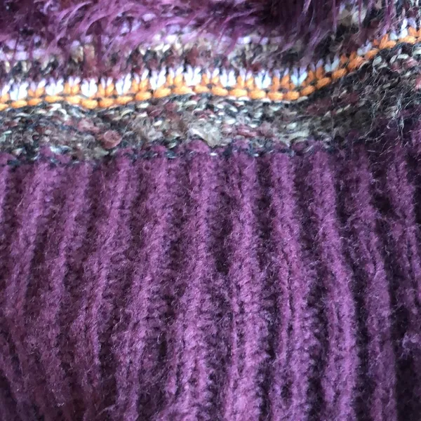 BKE Size Small Crochet Open Front Cardigan Sweater Combination Deep Burg… - Image 9
