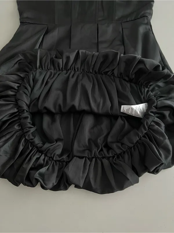 Francesca's NWT Emily Square Neck Bubble Hem Mini Dress - Black - Size M - Image 7