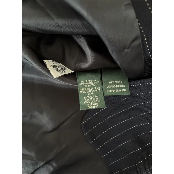 Lauren Ralph Lauren Pinstripe Blazer Womens Size 4 Navy Blue Worsted Wool Office - Image 5