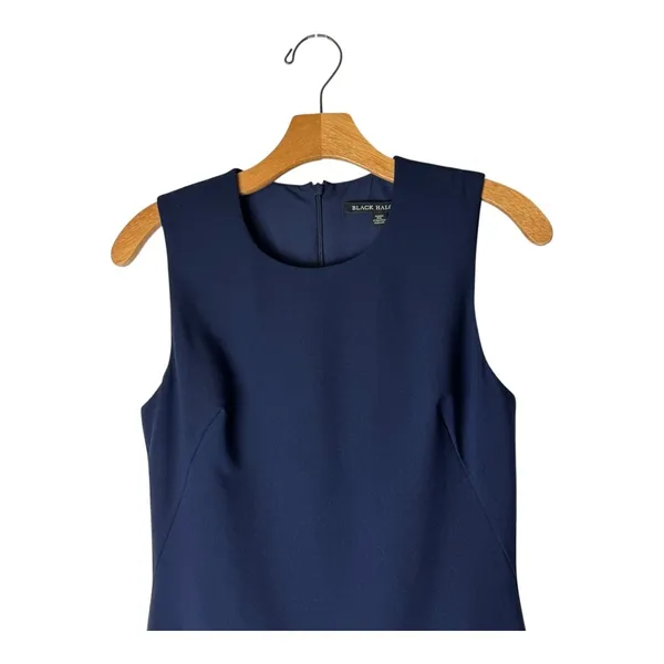 Black Halo Dress Women‎ 0 Navy Blue Sleeveless Marlee Flounce Hem A Line Mini - Image 4