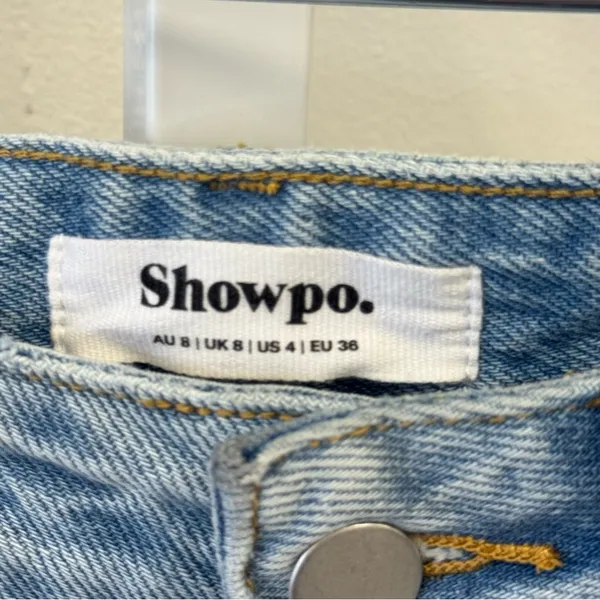 Showpo. Rhinestone High Waist Mom Denim‎ Jeans Medium Wash Sz 4 - Image 7
