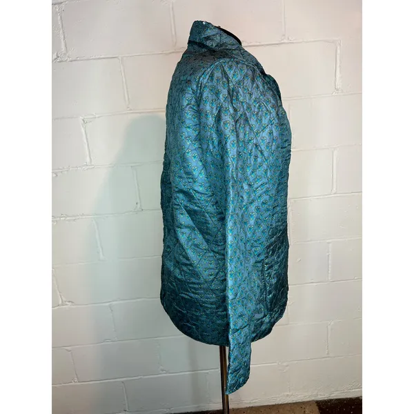 Jacket Quilted silk reversible bright green blue pink Size XL - Image 10