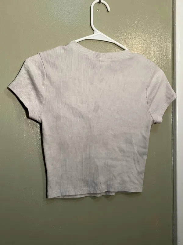 Cut & Paste Women's Size Small T-Shirt Ribbed Beige Trust The Universe Mushroom - Image 4