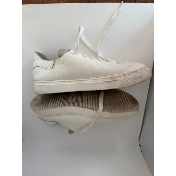 Sam Edelman White Leather Low Top‎ Sneakers Womens 9 Minimalist Lace Up Shoes - Image 5