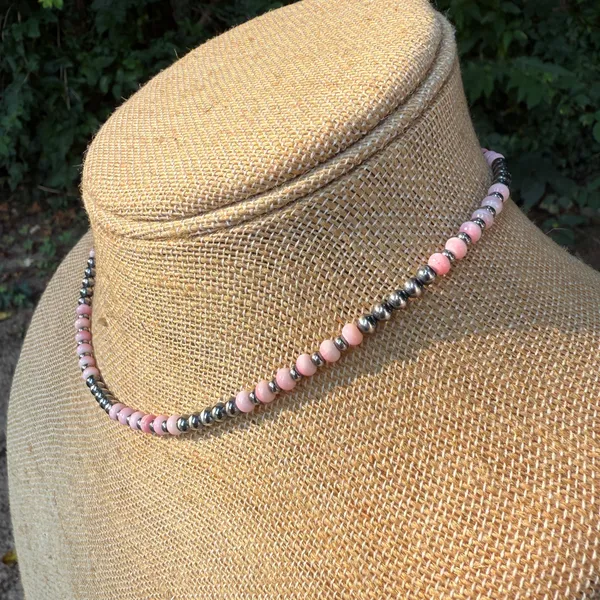 Handmade 16” Navajo Style Sterling Silver Pearls Necklace - Image 7