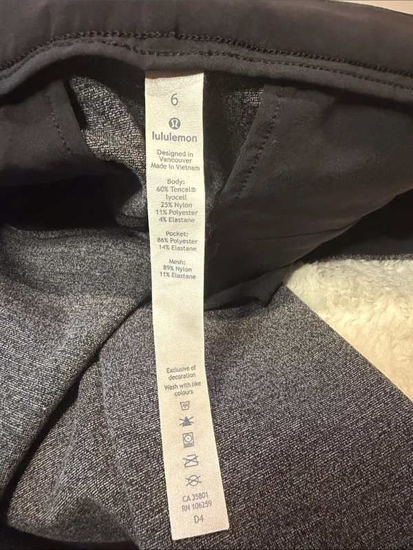 Lululemon City Trek Trouser II Office Travel Commute Stretch Grey Black Size 6 - Image 5