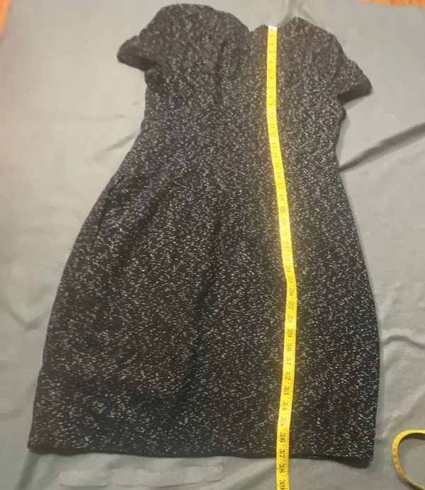 DKNY Tweed Sheath Dress Size 12 Black White Short Sleeve Made in Italy - Image 11