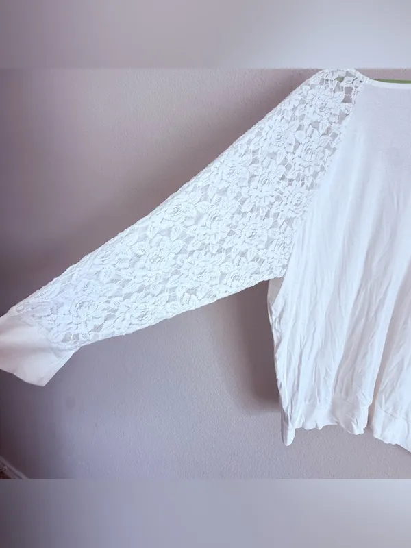 Torrid Cotton Modal Rib V-Neck Lace Long Sleeve Top Size 3 - Image 4