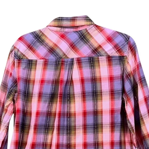 Talbots Button Up Shirt‎ Purple Plaid M - Image 4
