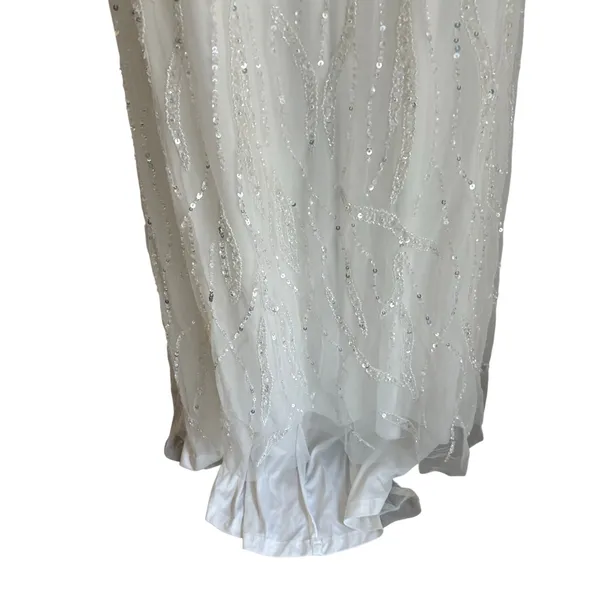 Lulus Glamourous Ever After White Sequin Beaded Backless Maxi Dress Medium Bride - Image 6