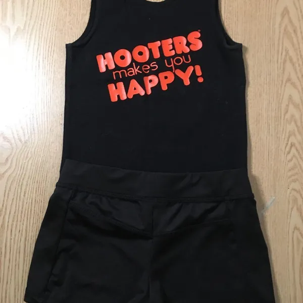 B64 #28 Womens Hooters Girl Uniform Tank Top & Shorts Black Size Xs/Xxs - Image 7