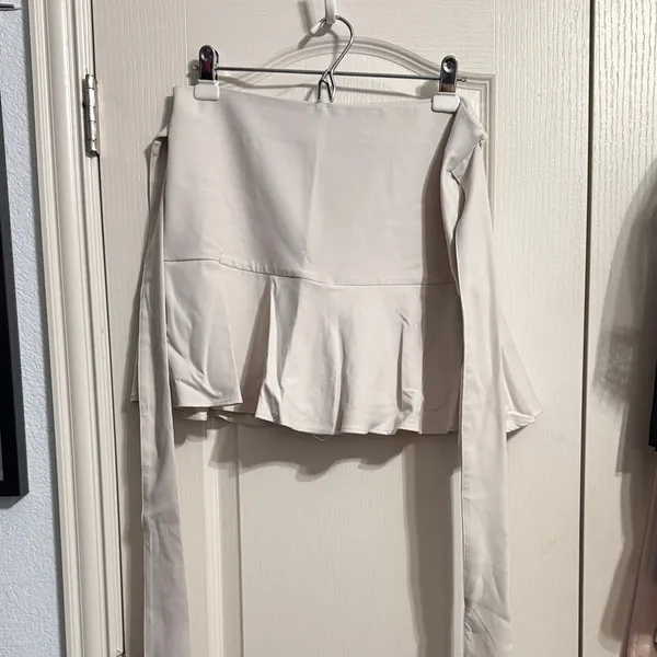 Zara Front Bow Tie Micro Mini Ruffle Skirt Skort Coquette Preppy Minimalist - Image 3