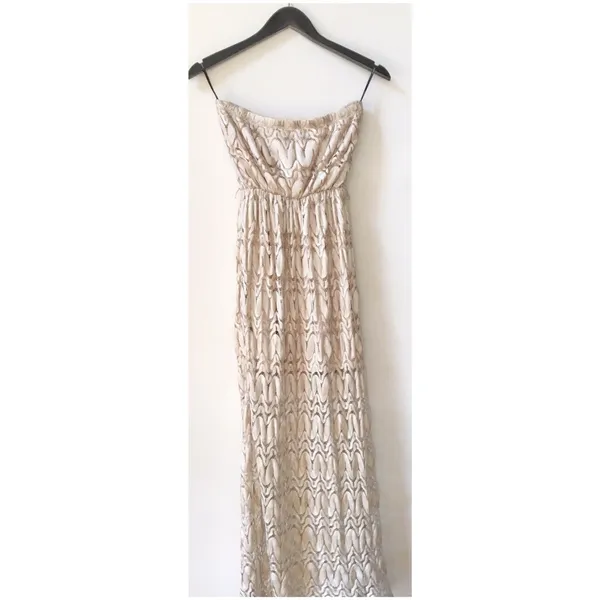 Forever 21 Champagne Lace Strapless Maxi Dress - Image 4