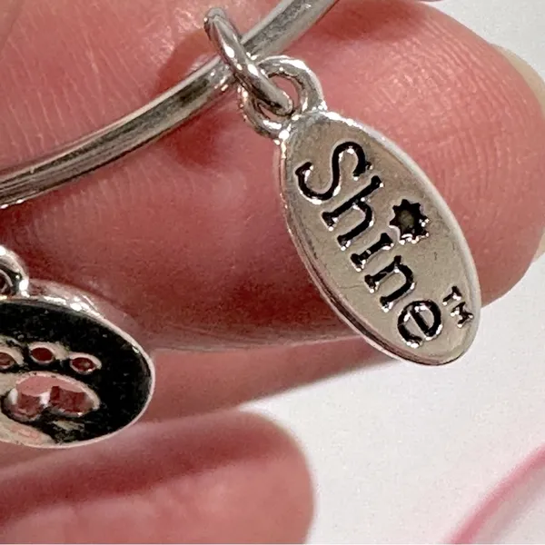 Shine I Love My Dog Silver Tone Stainless Steel Charm Bangle Bracelet Neutral - Image 8