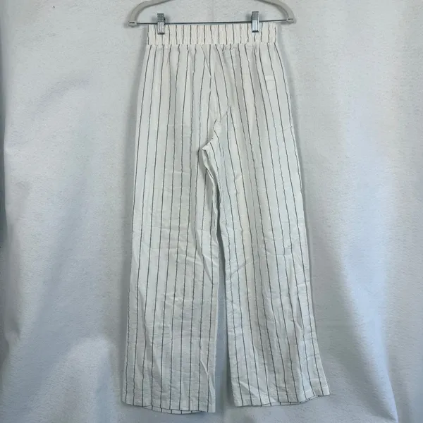 Sienna Sky Womens White Striped Wide Leg Drawstring Pants Medium‎ Boho Vacation Resortwear - Image 4
