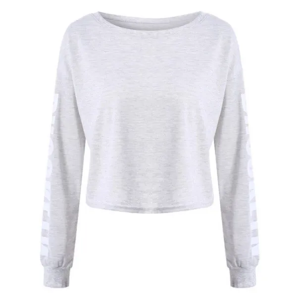 BROOKLYN Graphic Letter Cropped Long Sleeve Grey Sweatshirt, Lightweight sz. S - Image 3