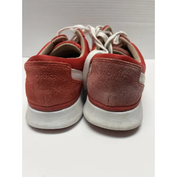 Vionic Nana Satin Suede Red White‎ Tennis Shoe Lace Up Sneakers Orthopedic - Image 5