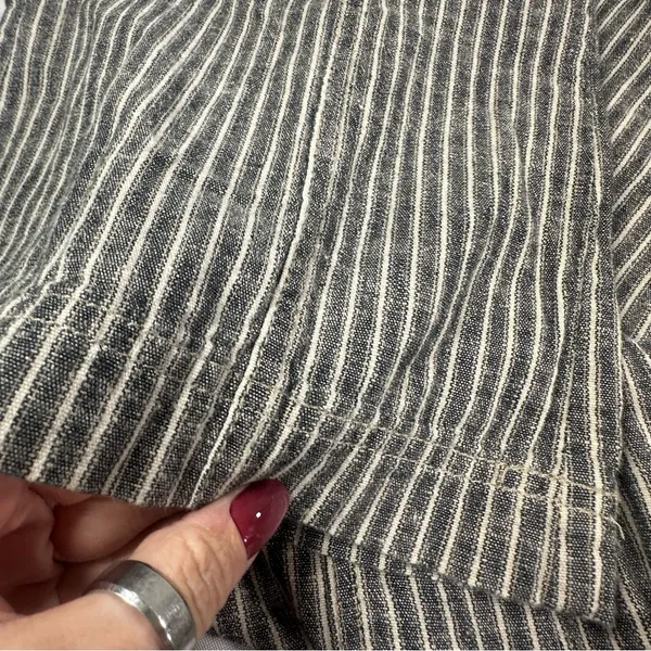 Sundance Linen Blend Pants Womens 2 Beige Black Striped Wide Leg Trousers - Image 6
