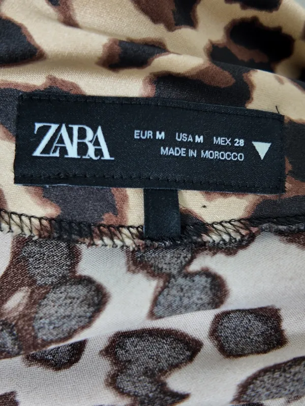 Zara Satin Leopard Print Mini Dress Brown Size M - Image 4