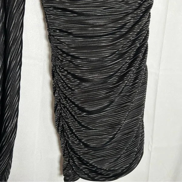 Lucy in the Sky Black‎ Ruched One Shoulder Long Sleeve Bodycon Mini Dress Large - Image 3