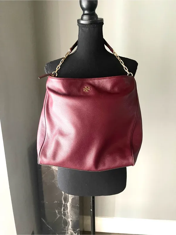Tory Burch Burgundy Leather Shoulder Bag with Gold Hardware Burgundy color - Image 2