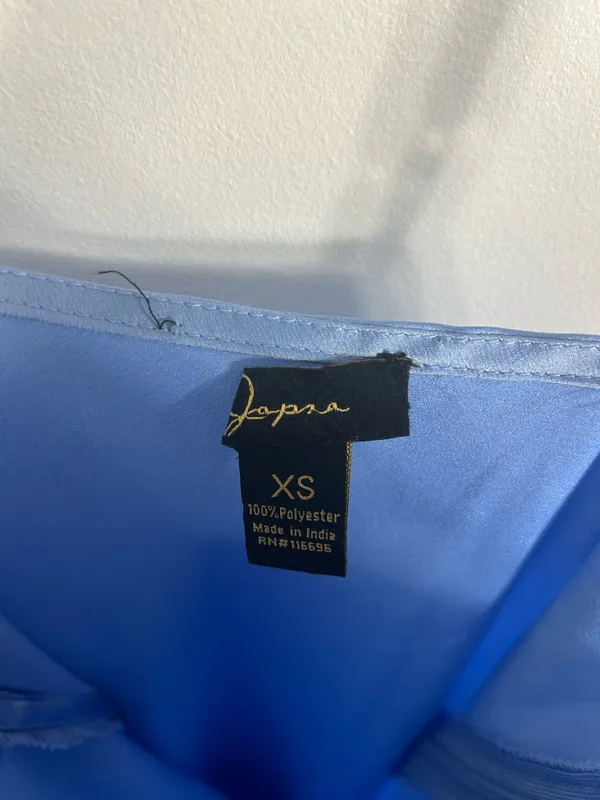Japna Blue Satin Maxi Dress - Image 3